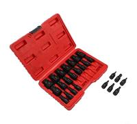 Lot de 25 extracteurs de vis hexagonales multi-dents en acier à haute teneur en carbone pour vis dénudées, design gaucher avec SI de 0,6 à 2,2 cm