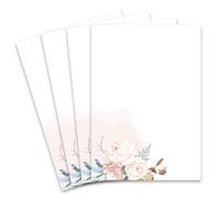 Lot de 25 feuilles à lettre DIN A4 - Papier naturel avec motif fleur séchée - 120 g/m² - 21 x 29,7 cm - Papier à lettre imprimable - Idéal pour les invitations de mariage et d'anniversaire