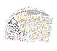 Lot de 25 feuilles de 1,3 cm d'autocollants en forme de lettres minuscules, chiffres et symboles, en vinyle imperméable et auto-adhésif multicolore pour scrapbooking, journal (Libra)
