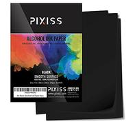 Lot de 25 feuilles de papier à encre à base d'alcool noir Pixiss pour encre à l'alcool et aquarelle - Papier synthétique extra lisse A4 20,3 x 30,5 cm, 300 g/m²