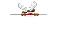 Lot de 25 feuilles de papier à lettre de Noël A5 - Rudolf le renne au nez rouge - Idéal pour les lettres du Père Noël, les lettres de Noël ou les notes de remerciement