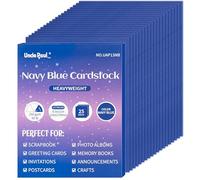 Lot de 25 feuilles de papier cartonné pour travaux manuels et cartes, 21,6 x 27,9 cm, 250 g (bleu marine/250 g/m², 21,6 x 27,9 cm)