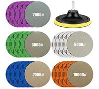 Lot de 25 feuilles de papier de verre à grain d'eau 2000/3000/5000/7000/1000 et 12,7 cm - Disque de ponçage électrique à séchage humide et à boucle avec patin, papier abrasif et polisseuse orbitale