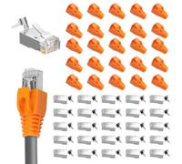 Lot de 25 fiches RJ45 CAT 7 CAT 6A - Fiche réseau cat7 avec aide à l'enfilage et protection anti-torsion - Fiche LAN pour câble de pose AWG23 POE - Fiche modulaire Cat7 à sertir pour commutateur, TV