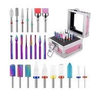 Lot de 25 fraises rotatives professionnelles - Lime à ongles polonaise - Pour ongles en acrylique, coupe-cuticules en gel - Kit de manucure électrique