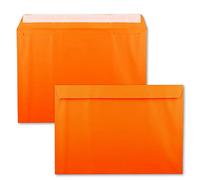 Lot de 25 grandes enveloppes - XXL - DIN C4 - Orange - 22,9 x 32,4 cm - Fermeture adhésive sans fenêtre - Enveloppes d'expédition pour format A4