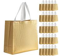 Lot de 25 grands sacs cadeaux réutilisables en tissu non tissé pour cadeau d'anniversaire, fête de mariage, grande taille 32 x 12 x 27 cm