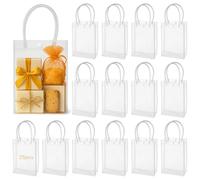 Lot de 25 grands sacs cadeaux transparents en PVC, avec poignées, pour présents, articles de fête, petite entreprise, vitrines de magasin et fêtes de fin d'année