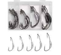 Lot de 25 hameçons lestés têtes plombées avec verrou torsadé pour pêche au bar, 5 tailles 1/0 2/0 3/0 4/0 5/0