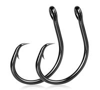 Lot de 25 hameçons pêche circulaires en Acier à Haute teneur Carbone for Poisson-Chat d'eau salée, Larges Ouvertures for Bar, Saumon(6/0)