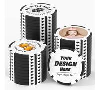 Lot de 25 jetons de poker en argile personnalisés pour 8 couleurs, jetons de poker personnalisés de 40 mm de taille 11,5 g avec logo, image ou texte, jetons de boisson personnalisés pour bar, fête