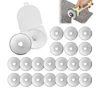 Lot de 25 lames de rechange pour cutter rotatif 45 mm avec mallette de rangement en acier inoxydable pour papier, tissu, matelassage, scrapbooking, couture