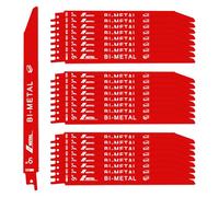 Lot de 25 lames de scie sabre 25,4 cm 14/18 TPI bi-métal - Scie pneumatique - Avec coffret de rangement - Pour la coupe du fer, de l'aluminium, de l'acier, du plastique, du bois