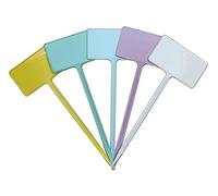 Lot de 25 marqueurs épais en plastique pour plantes - En forme de T - Imperméables - Couleurs mélangées - Blanc ou mélange de couleurs
