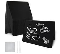 Lot de 25 Mini Ardoises PVC,Tableaux Noirs 10x7.5cm, Écriture & Effaçage Faciles, Pour Buffets, Mariages, Boulangerie & Événements (Noir)