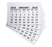 Lot de 25 mini blocs de calendrier 2026 - Calendrier en papier blanc cousu pour cadeau personnalisé - Petit calendrier de bureau parfait pour les travaux manuels festifs à la maison, en classe ou au