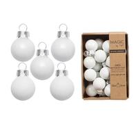 Lot de 25 Mini Boules de Noël en Verre - 2 cm - Mat et Brillant - Décoration de Sapin et Ornements - Blanc Pur