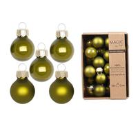 Lot de 25 Mini Boules de Noël en Verre - 2 cm - Mat et Brillant - Décoration de Sapin - Vert Olive