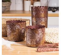 Lot de 25 moules à pain de Pâques en papier à panettone - 25 pièces - Motif oiseau doré - Marron