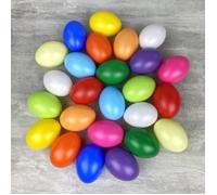 Lot de 25 Oeufs en plastique de couleurs assorties, hauteur 6 cm, non séparables