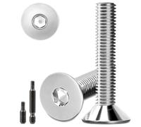 Lot de 25 pcs vis à tête fraisée en acier inoxydable M6 x 40 mm à six pans creux M6 vis en acier inoxydable vis à tête fraisée vis filetées vis à tête fraisée avec 2 pcs têtes de tournevis hexagonales