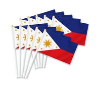 Lot de 25 petits drapeaux philippins portables, mini bannière décorative à main pour les Philippines