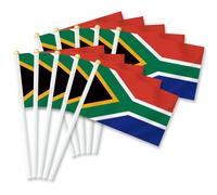 Lot de 25 petits drapeaux portables d'Afrique du Sud, mini-drapeaux décoratifs à main pour décoration de la maison