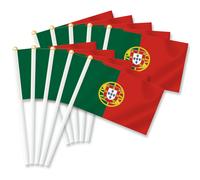 Lot de 25 petits drapeaux portugais à main, mini bannière décorative à main
