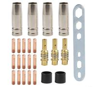 Lot de 25 pièces d'usure pour brûleur de soudage MIG MAG 15AK MB-15 en cuivre Pointe de contact Buses de gaz Buses de buse isolateur Accessoires (0,9 mm)
