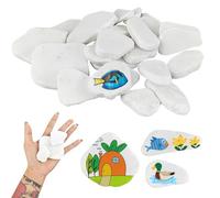 Lot de 25 pierres à peindre plates, 5 à 8 cm, grands cailloux lisses, gravier fin et gros gravier - Pierre à peindre - Pour décoration de peinture colorée (blanc)