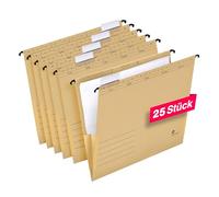 Lot de 25 pochettes à suspendre avec onglets en lin Marron Format A4