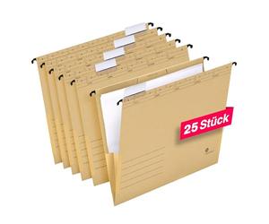 Lot de 25 pochettes à suspendre avec onglets en lin Marron Format A4