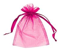 Lot de 25 pochettes en organza avec cordon de serrage, 5 cm x 7 cm, rose vif