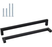 Lot de 25 poignées d'armoire de cuisine noires modernes pour armoires de cuisine - Écart entre les trous : 256 mm