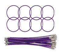 Lot de 25 porte-clés en fil de fer, 15 cm en acier inoxydable avec revêtement en nylon, boucles pour étiquettes de bagages, barillet torsadé de 2 mm, violet, Cable Length: 5.9 inches