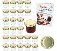 lot de 25 pots 125 ml To 66 couvercle doré avec sucre diamant Magique de gélification Livret de recettes