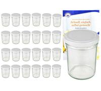 lot de 25 pots 230 ml HOCH To 66 avec couvercle blanc et livret de recettes Diamant Gelierzauber