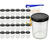 lot de 25 pots 230 ml HOCH To 66 avec couvercle noir et livret de recettes Diamant Gelierzauber