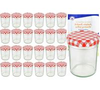lot de 25 pots 230 ml HOCH To 66 avec couvercle rouge à carreaux et livret de recettes Diamant Gelierzauber
