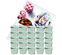 lot de 25 pots 230 ml To 82 à couvercle vert à carreaux avec sucre diamant Magic Recettes