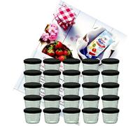 lot de 25 pots 230 ml To 82 avec couvercle noir et sucre diamant - livret de recettes