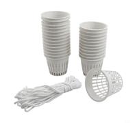 Lot de 25 pots en maille filet de 7,6 cm avec cordon en coton de 10 m pour cultiver des plantes dans une serre ou un jardin (blanc)