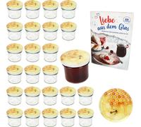 lot de 25 pots en verre renversé 125ml TO66 Miel Couvercle DiamantSucre-Recette