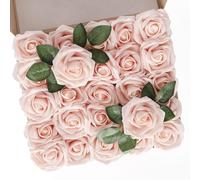 Lot de 25 roses artificielles décoratives, fausses roses avec tiges, pour bricolage, demoiselle d'honneur, bouquet de mariée, Saint-Valentin, fête des mères, fête de mariage, fête prénatale,