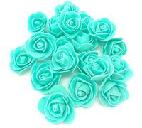 Lot de 25 roses décoratives en mousse Turquoise 30 mm