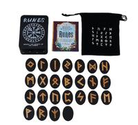 Lot de 25 runes vikings mystiques avec manuel et sac de rangement - 25 runes en bois - Jeu de divination pour méditation, spirituelle, divination - Set de runes de sorcière Mystical R