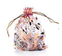 Lot de 25 sachets transparents en organza avec cordon serrage, couleur or rose, for bijoux, mariage, perles