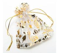 Lot de 25 sachets transparents en organza avec cordon serrage, couleur or rose, for bijoux, mariage, perles