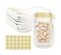 Lot de 25 sacs de rangement à épices avec 60 étiquettes à épices, sacs réutilisables à fermeture éclair hermétiques pour voyage, camping