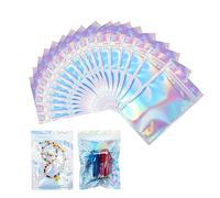 Lot de 25 sacs en Mylar avec fermeture éclair, sacs d'emballage holographiques, petits sacs à friandises, sacs hermétiques, refermables, anti-odeurs, pochettes métalliques pour bonbons, biscuits,